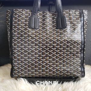 ❗ SOLD ❗ Stunning Goyard Voltaire Black & Brown Chevron Tote Bag